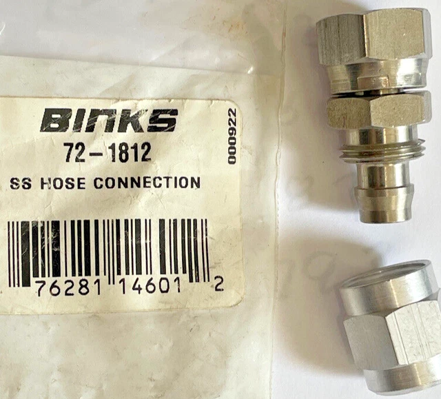 BINKS HOSE CONNECTION 72-1812 s.s 3/8”nps(f) swivel-3/8” i.d. x 1/2” o.d.
