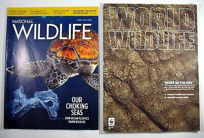 Lot of 2 National Wildlife June-July 2019 & World Wildlife Winter 2016 Magazines