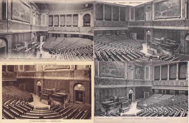 Lot de 4 cartes postales anciennes postcards VERSAILLES palais salle du congrès