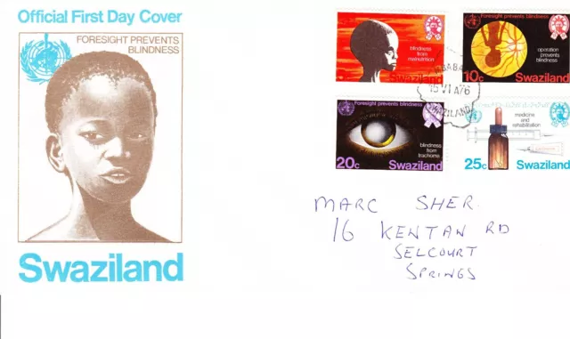 Swaziland 1976 Prevent Blindness First Day Cover addressed