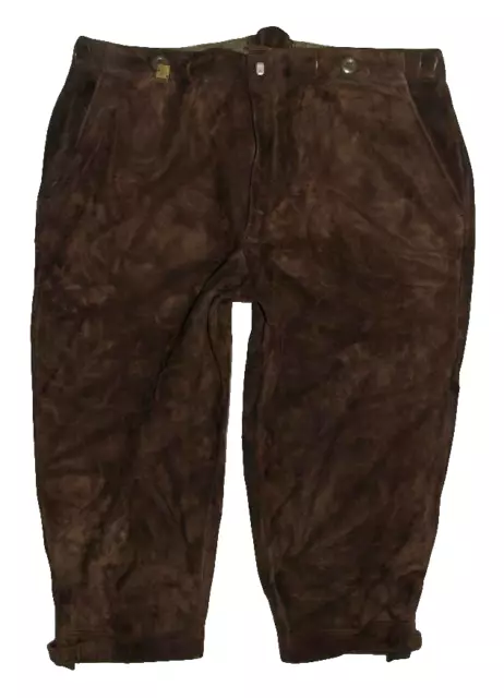Leder Weiss He Costume Traditional Kniebund- Leather Pants Dark Braun Approx. 50