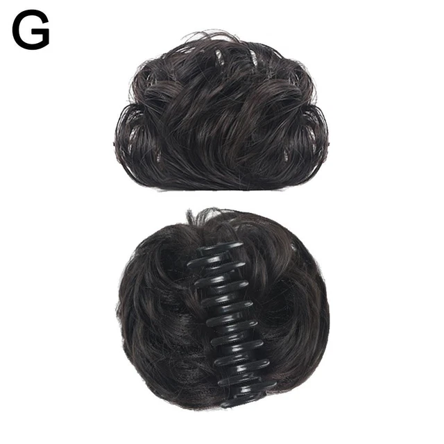 Dark brown-L Synthetic Natural Clip on in Messy Hair Bun Extension Chignon Ha F3