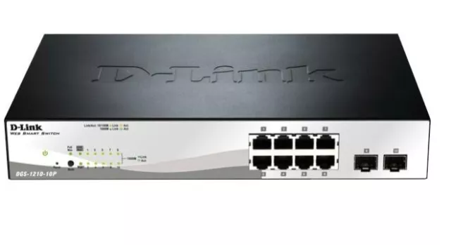 D-Link 10 Port Gigabit Smart Managed Network PoE Switch with 8 RJ45 2 SFP Ports