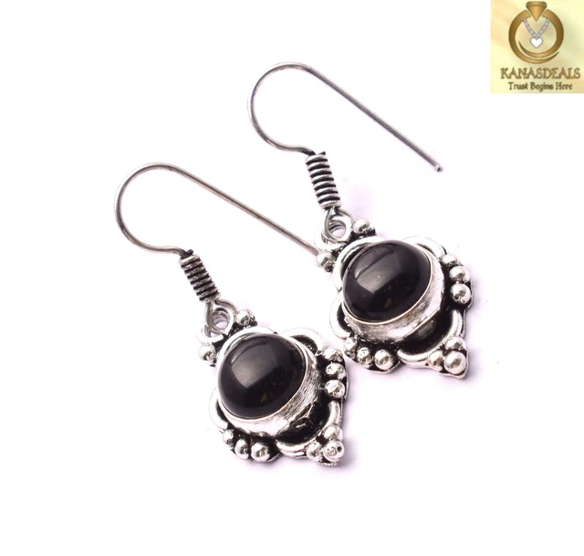 Black Onyx Plated Earring Jewellery Beautiiful 34 Gm Value-Priced @1.99-63753