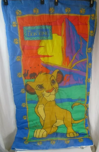 Vintage Disney The Lion King Child Size Sleeping Bag 28" x 54" Simba 1990's