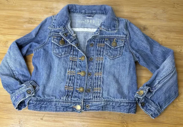 Baby GAP Jacket Toddler Girl 3 Denim Jean Button Up Blue Casual