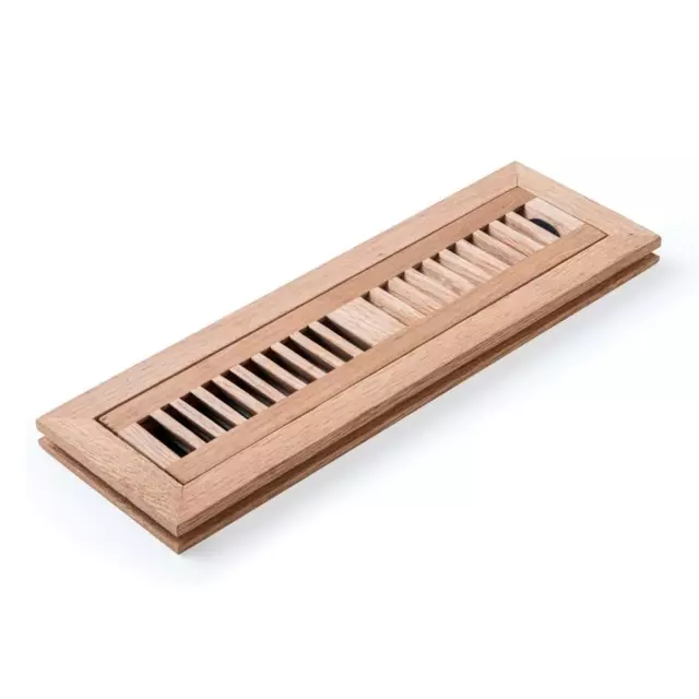 White Oak Wood Floor Register Flush Mount Vent with Damper 2x12 Inch Unfinished