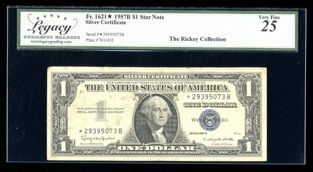 DBR $1 1957-B Silver STAR *B Block Fr. 1621* Legacy 25 Serial *29395073B