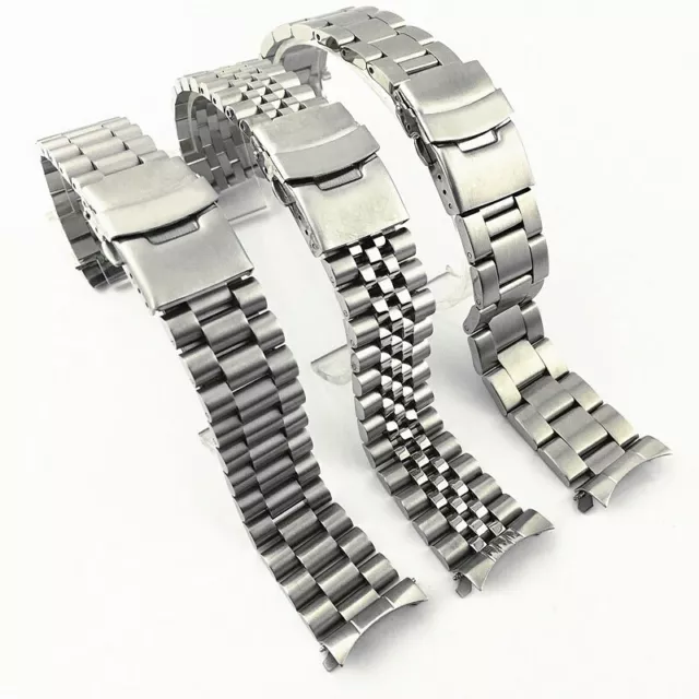 For Seiko SKX007 009 Steel Bracelet Watch Band Curved End Links Polished 20/22mm