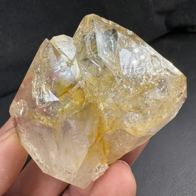 Golden Aura Herkimer Diamond Quartz Crystal Point / from New York