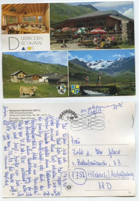 07667 - Davos-Dischmatal - Restaurant Dürrboden - Ansichtskarte, 14.9.1990