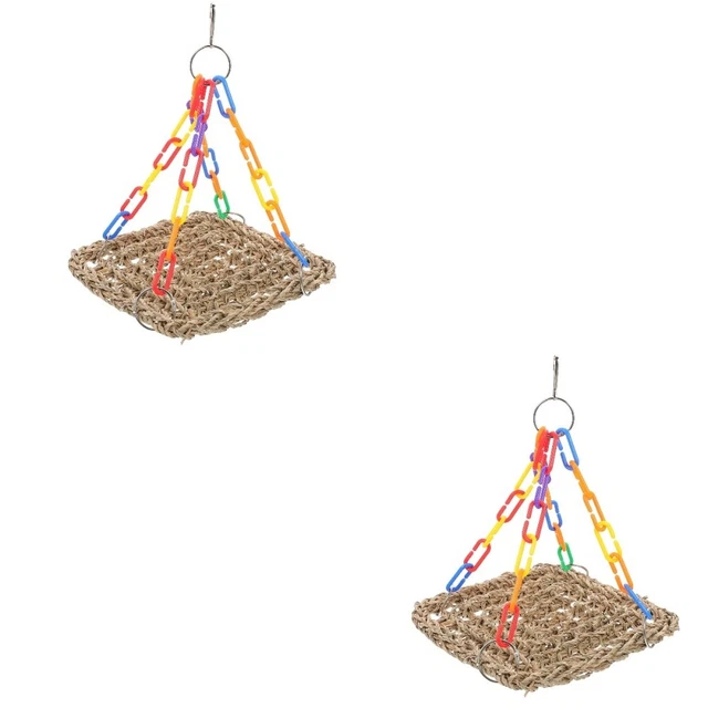 2x Papagei Klettern Schaukel Vogel Käfig Spielzeug Schaukel Kauen Spielzeug