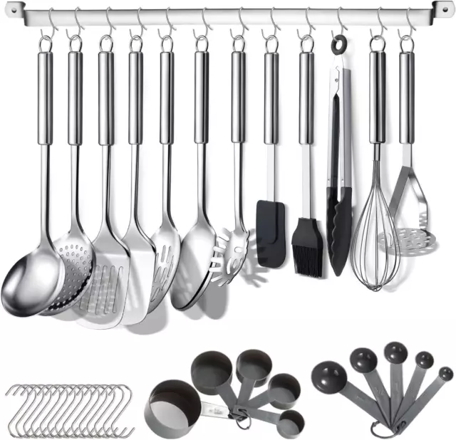 Set Di Utensili Da Cucina 38 Pezzi in Acciaio Inossidabile Con Ganci