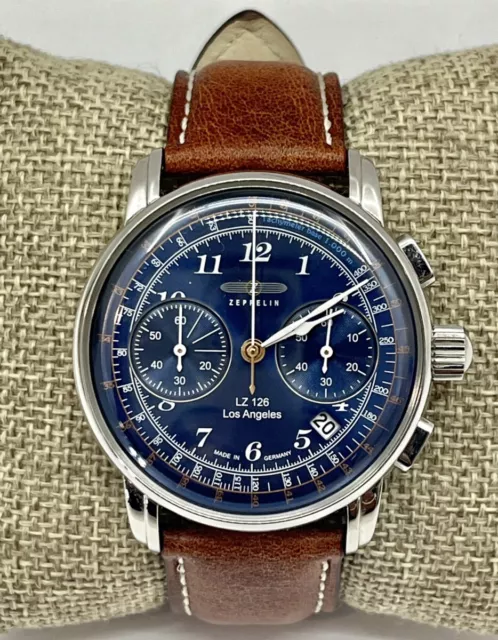PicClick Dial LZ126 - 42mm Los Wristwatch Blue ZEPPELIN Mens Angeles Quartz $218.49 76143