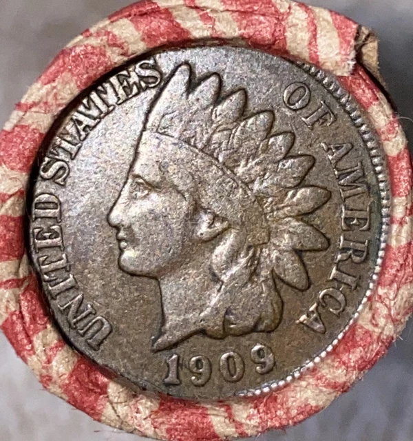1 US Lincoln Wheat 1C Cent Penny Roll 1909 VDB/1909 Indian Head Cent (50 Coins)