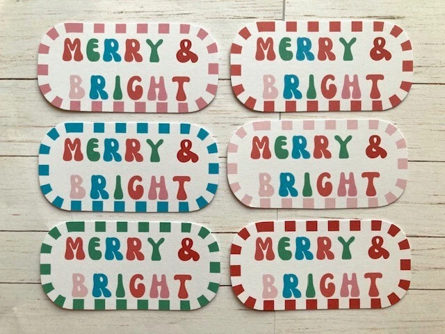 12 Retro fröhliche & helle Weihnachtskarte Herstellung Verzierungen Sammelalbum Topper