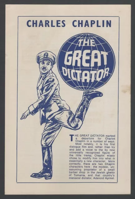 India herald for 1970s release of 1940 THE GREAT DICTATOR Chalie Chaplain