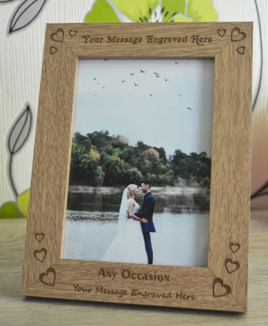 Personalised Engraved Wooden Photo Frame Wedding Anniversary Birthday New Baby