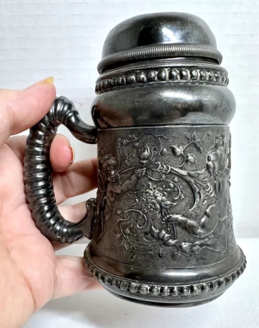 Antique 1892 Adelphi Silver Plate Sugar Shaker Ornate & Embossed wtih Cupids