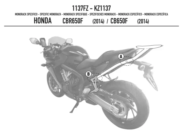 GIVI ATTACCO + PIASTRA MONOLOCK per BAULE POSTERIORE HONDA CB 650 F 2014 - 2018