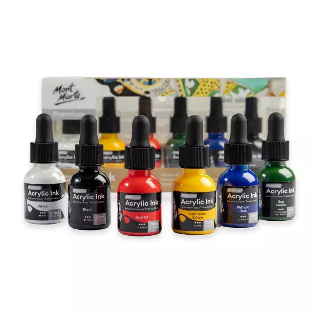 Acrylic Ink Set Premium 6pc x 20ml Mont Marte Acrylic Paint Pen