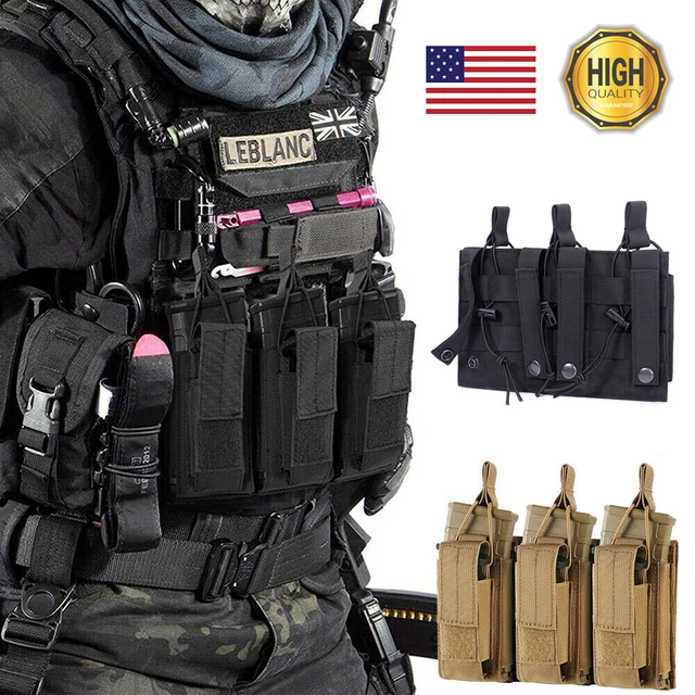 TACTICAL RIFLE PISTOL OpenTop Molle Triple Magazine Pouch Holder