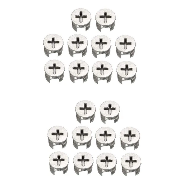 20PCS Sliver Cam Lock Nut 14.6*11.5 mm Thread Assortment Kit  Furniture