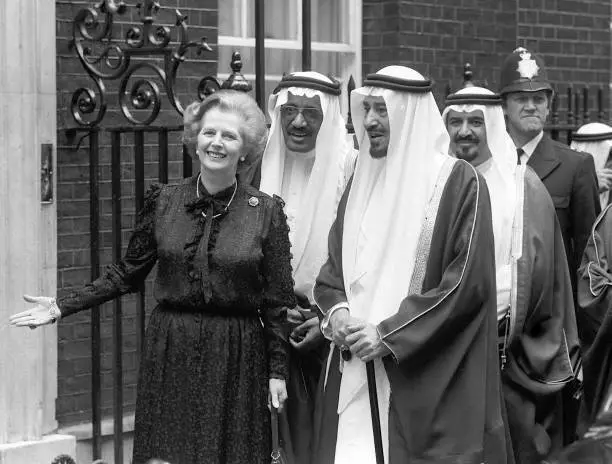 Margaret Thatcher with King Khaled of Saudi Arabia 1981 Old Photo 1