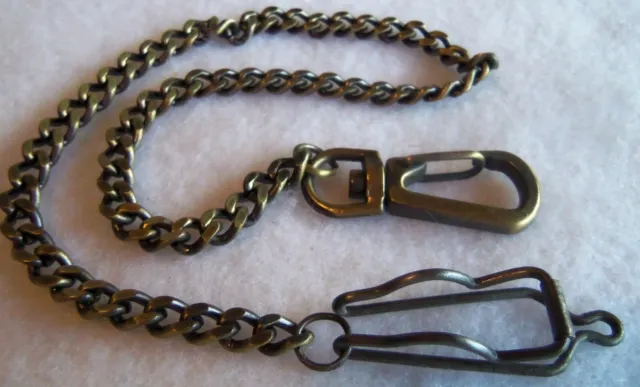 Victorian Long Heavy Brass watch chain 15 inches   old  estate