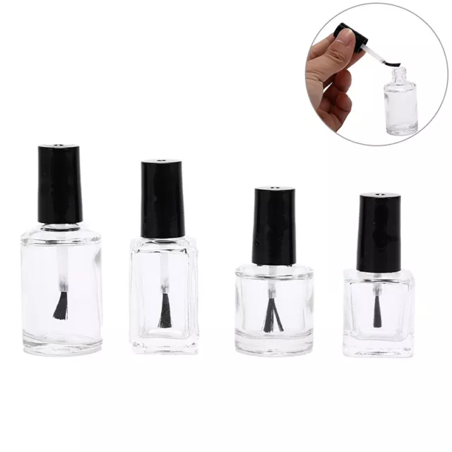 1pc 10/15ml empty glass nail polish bottle with brush nail oil glass bottles