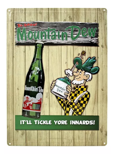 MOUNTAIN DEW "YA-HOO! IT'LL TICKLE YORE INNARDS" Sign 12”x16.5” New Hillbilly Mt