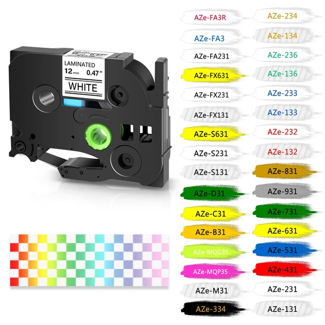 Compatible Brother P-touch Label Tape - TZe/TZ Series - Heat Shrink Tube Style, 6/9/12/18/24mm Widths - Multi-Color