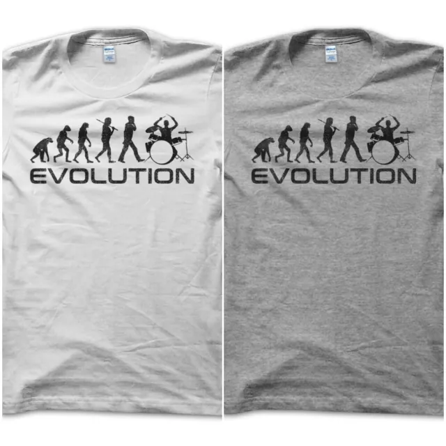 T-Shirt Maglietta Evolution Drummer Batterista Drum Batteria Rock Band Idea Uomo