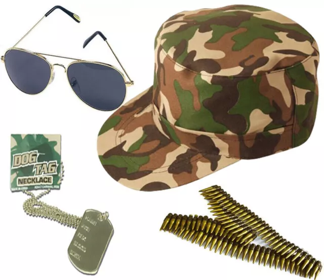 Adult Army Soldier Fancy Dress Unisex Military Stag Hen Costume Camo Accessories