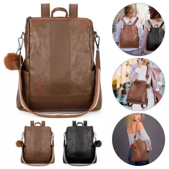 Leather Backpack Women Travel Anti-theft Shoulder Bag Lady Purse Satchel Handbag