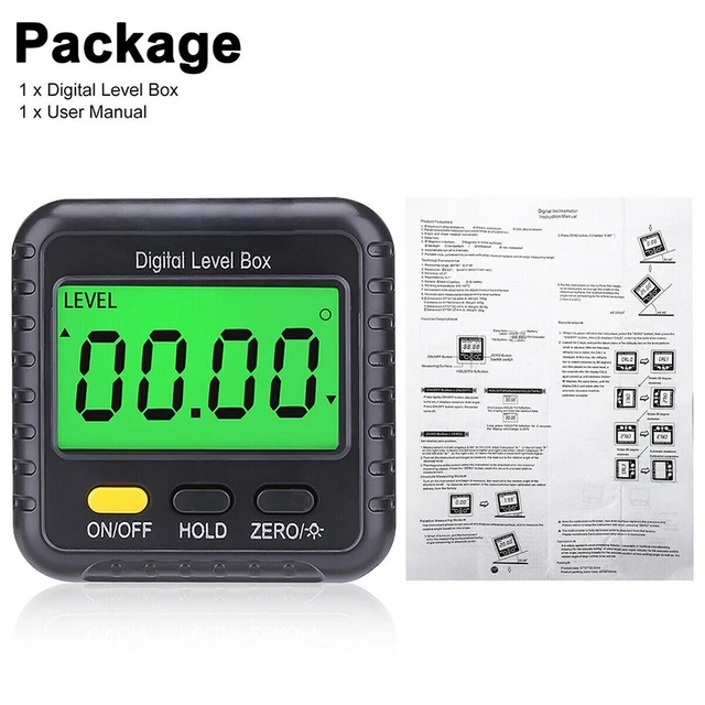 LCD-Magnetic Digital Inclinometer Level Box Gauge Angle Finder Protractor 4*90°