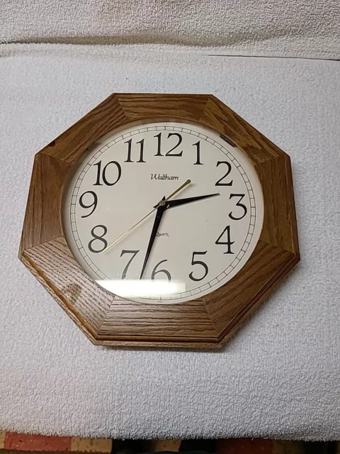 Stunning Waltham Octagonal Quartz Wooden Wall Clock with New Duracell AA Battery