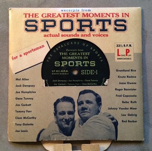 Vintage Sports Actual Sounds & Voices 33-1/3 LP Long Play Babe Ruth On Cover
