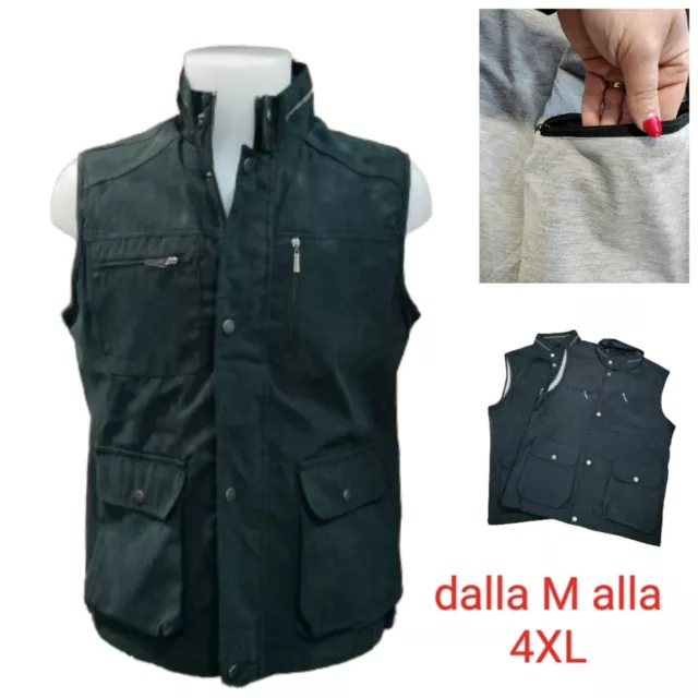 Gilet Smanicato Primavera Estate Tasca Interna Multitasche Elegante Zip Intera