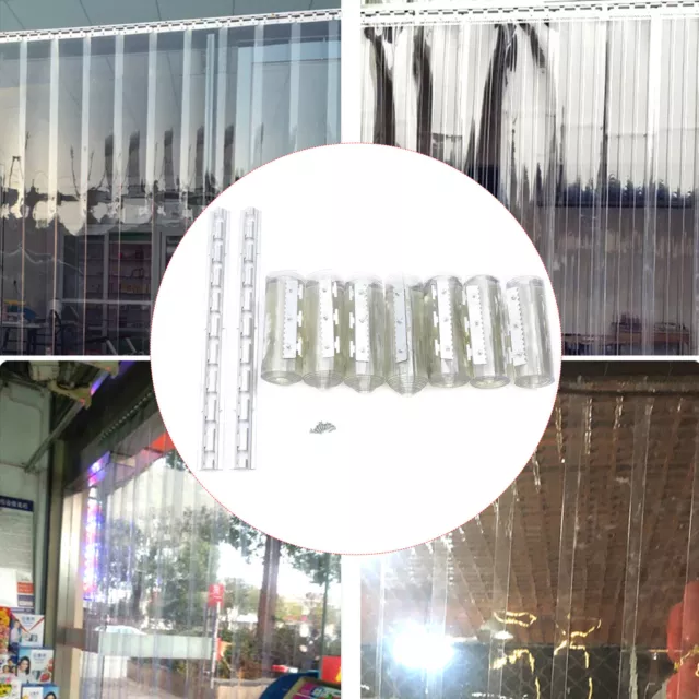 7x PVC Streifenvorhang Tür Lamellenvorhang Transparent 200x18cm + Halterung Set