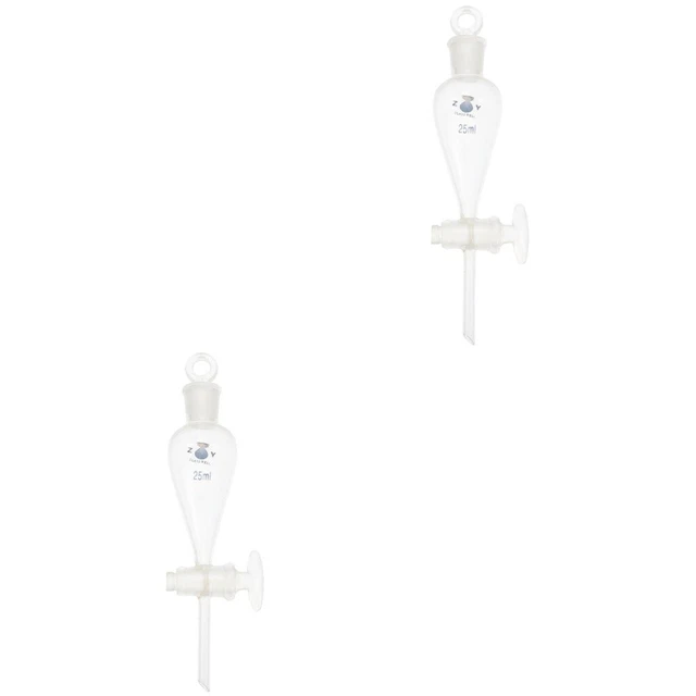 2 Pack Separatory Funnel Stopcock Pear- Shaped Separation Funnel