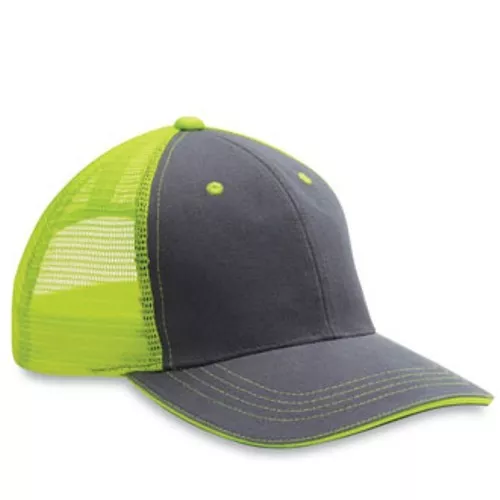 1 Dozen (12) Blank Twill/Mesh Trucker Hats Neon Yellow Charcoal Hi VIZ Hats!