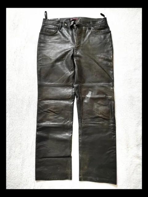 Ralph Lauren Leather Pants Cow Biker Pants Moto Black Polo Jeans Rare 2000s RRL