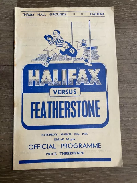 1957/58 Rugby League Programme Halifax V Featherstone Rovers Yorkshire England