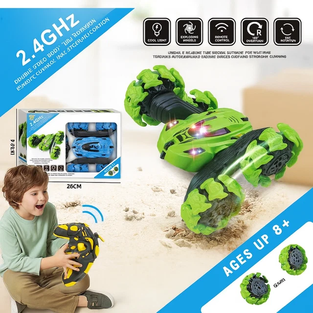 Remote Control Rotation 2.4GHZ RC STUNT Car Double-Sided 360° Rotation Remote Control Toy | LED ...