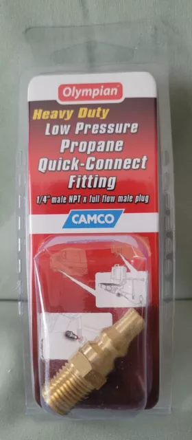 Camco Olympian Brass LP Gas Adapter Fitting 1/4" M to M 59903 Factory Sealed NIP