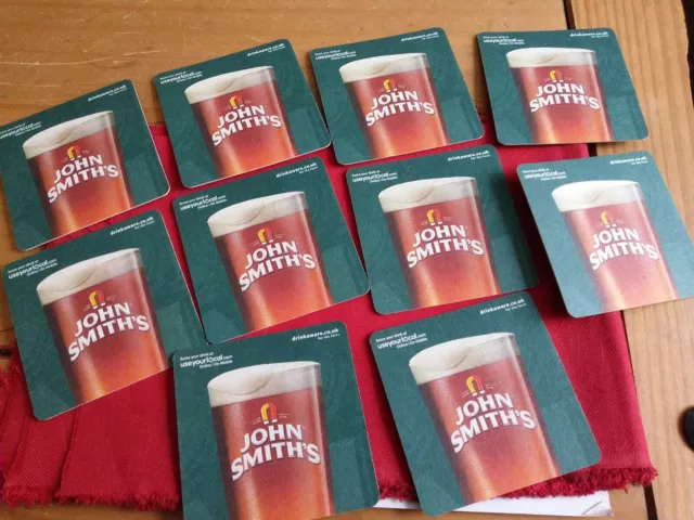 Pack of 10 John Smith's Beer Mats Brand New - Man Cave, Home Pub