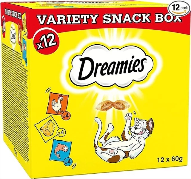 Variety Snack Box 12 X 60 G Pouches,Cat Snacks Chicken,Salmon And Cheese Flavour