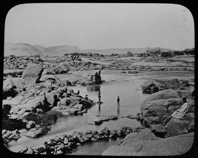 ANTIQUE Magic Lantern Slide A DELTA ON THE NILE C1910 PHOTO AFRICA