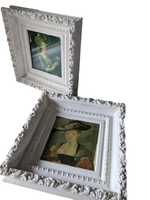 2 x White Frame vintage ornaments Prints Queen Marie Antoinette Fourment antique